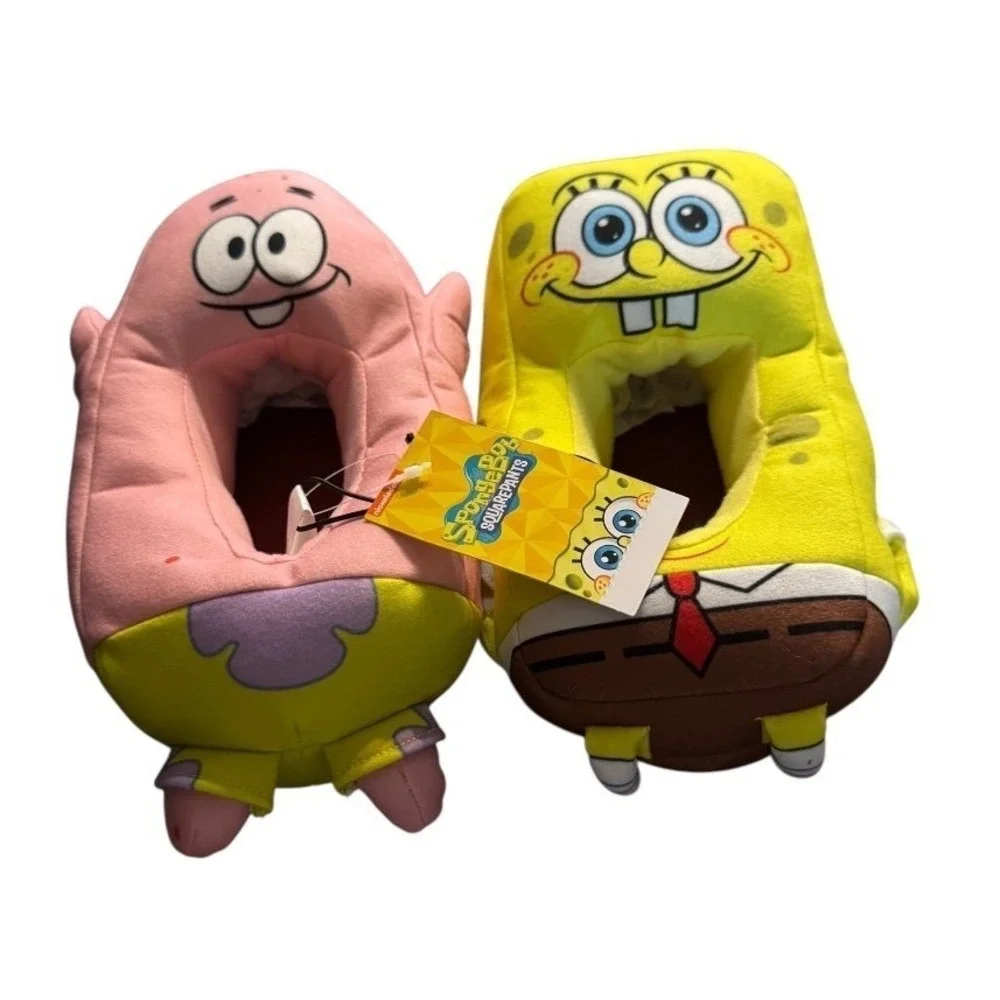 Kids Spongebob Patrick Star‎ Plush Slippers Youth Size 4-5 Yellow Pink